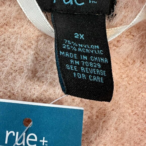 NWT RUE21 Soft Blush Pink Fuzzy V-Neck Balloon Sleeve Sweater – (2X) - Picture 7 of 14